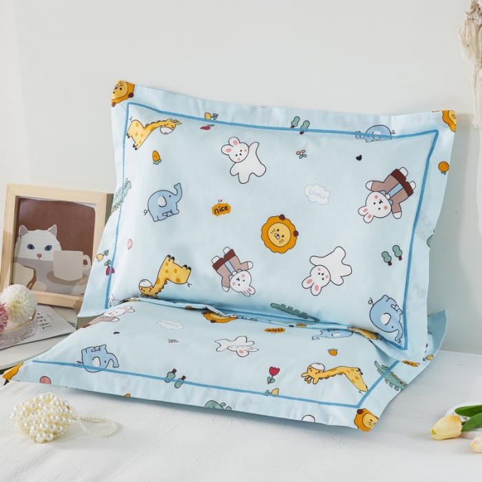 91家纺网 家纺一手货源 找家纺 乐秀家纺 2024新款卡通全棉枕套儿童幼儿园枕头 动物乐园