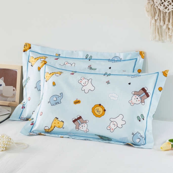 91家纺网 家纺一手货源 找家纺 乐秀家纺 2024新款卡通全棉枕套儿童幼儿园枕头 动物乐园
