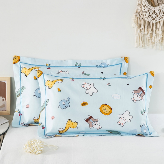 91家纺网 家纺一手货源 找家纺 乐秀家纺 2024新款卡通全棉枕套儿童幼儿园枕头 动物乐园
