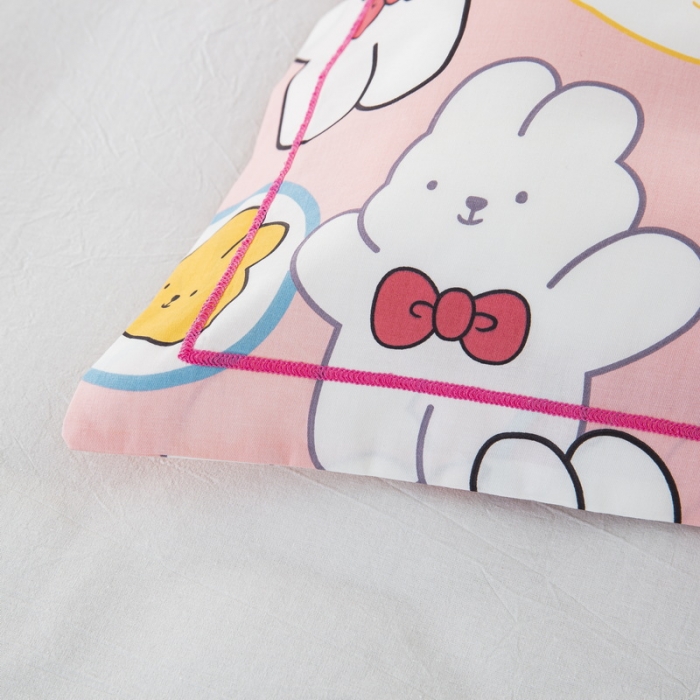 91家纺网 家纺一手货源 找家纺 乐秀家纺 2026新款卡通全棉枕套儿童幼儿园枕头 欢乐小兔