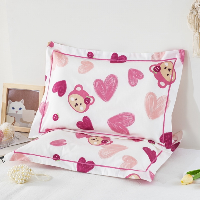 91家纺网 家纺一手货源 找家纺 乐秀家纺 2024新款卡通全棉枕套儿童幼儿园枕头 盛夏时光