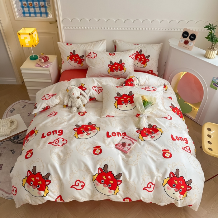 91家纺网 家纺一手货源 找家纺 简宜家居 2025新款40支13070纯棉花卉系列四件套 long-白