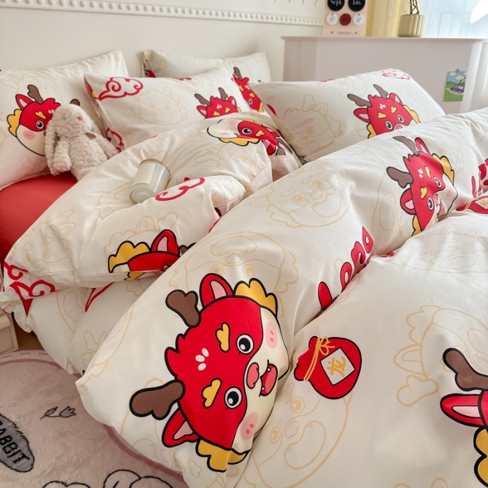 91家纺网 家纺一手货源 找家纺 简宜家居 2025新款40支13070纯棉花卉系列四件套 long-白