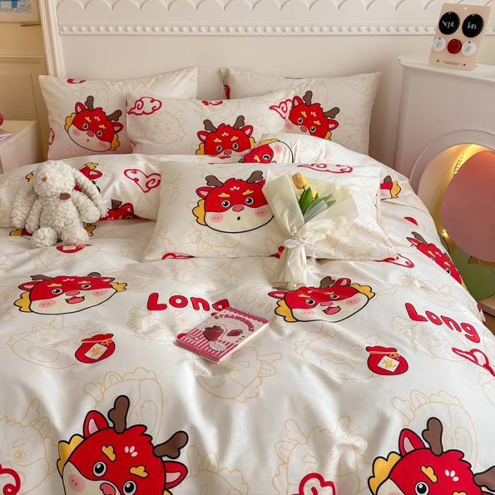 91家纺网 家纺一手货源 找家纺 简宜家居 2025新款40支13070纯棉花卉系列四件套 long-白