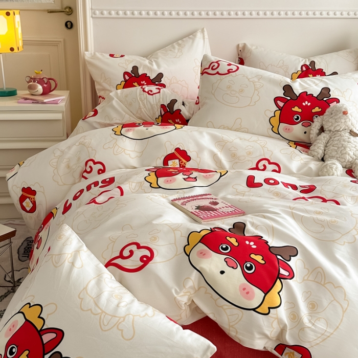 91家纺网 家纺一手货源 找家纺 简宜家居 2025新款40支13070纯棉花卉系列四件套 long-白