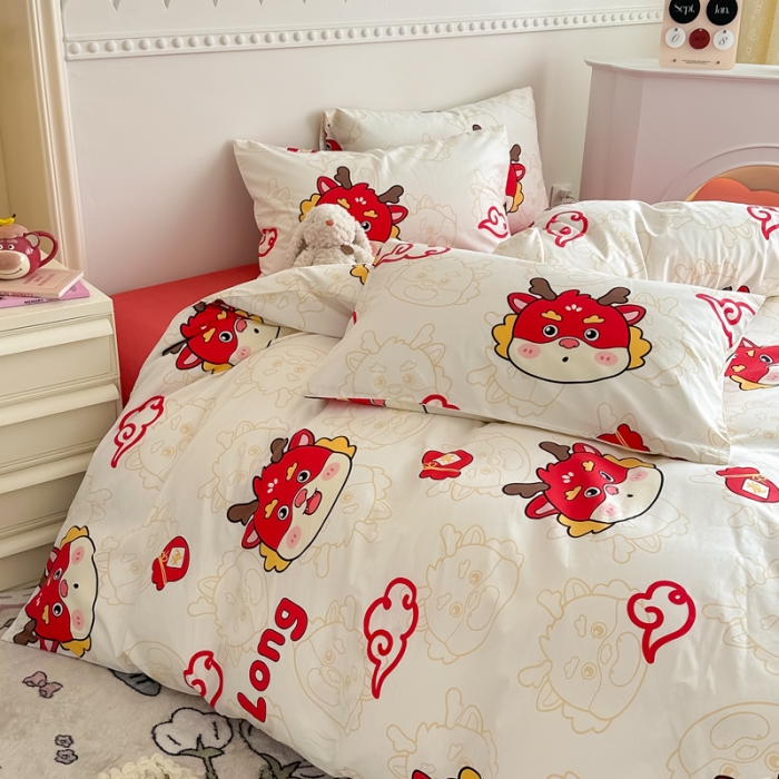 91家纺网 家纺一手货源 找家纺 简宜家居 2025新款40支13070纯棉花卉系列四件套 long-白