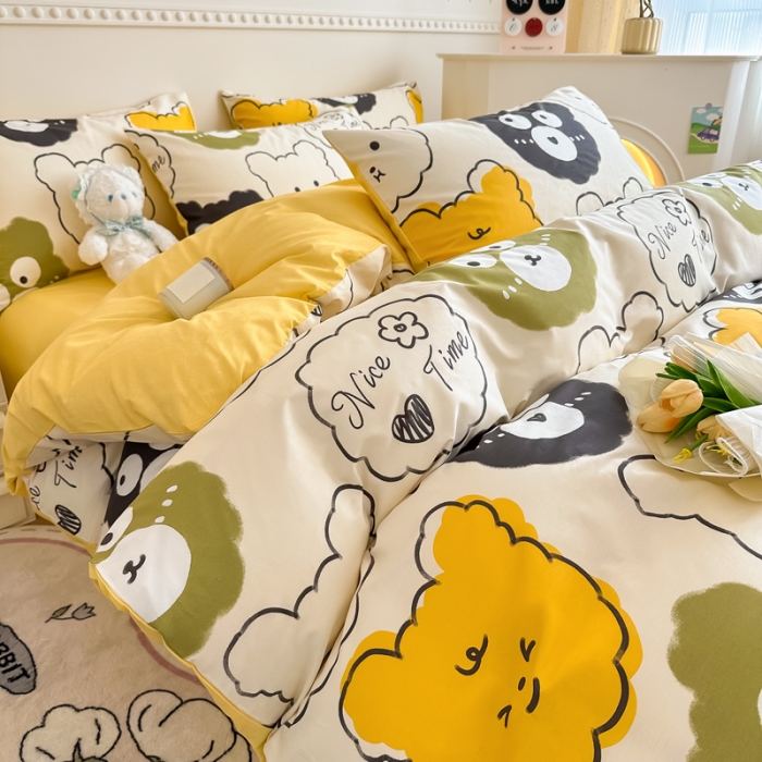 91家纺网 家纺一手货源 找家纺 简宜家居 2025新款40支13070纯棉花卉系列四件套 瞅瞅熊