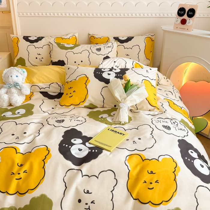 91家纺网 家纺一手货源 找家纺 简宜家居 2025新款40支13070纯棉花卉系列四件套 瞅瞅熊