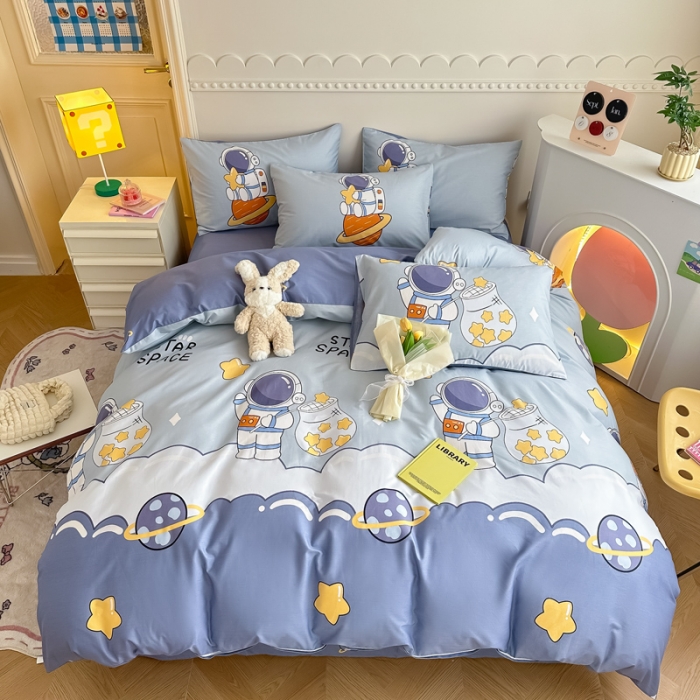 91家纺网 家纺一手货源 找家纺 简宜家居 2025新款40支13070纯棉花卉系列四件套 星际太空