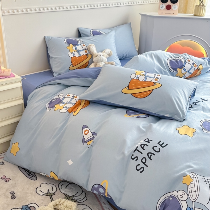 91家纺网 家纺一手货源 找家纺 简宜家居 2025新款40支13070纯棉花卉系列四件套 星际太空