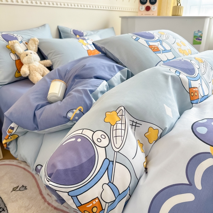 91家纺网 家纺一手货源 找家纺 简宜家居 2025新款40支13070纯棉花卉系列四件套 星际太空