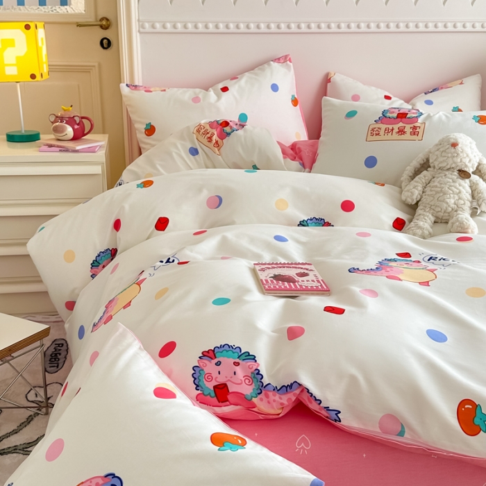 91家纺网 家纺一手货源 找家纺 简宜家居 2025新款40支13070纯棉花卉系列四件套 悠哉龙