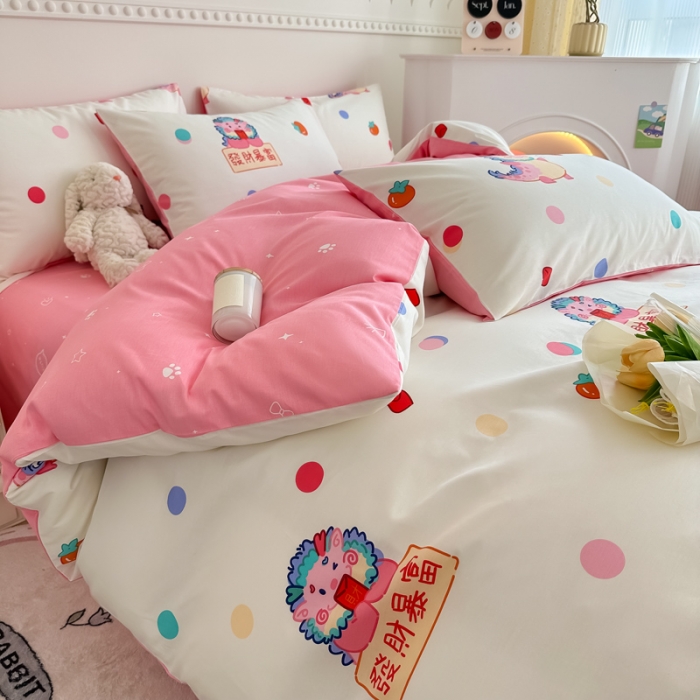 91家纺网 家纺一手货源 找家纺 简宜家居 2025新款40支13070纯棉花卉系列四件套 悠哉龙