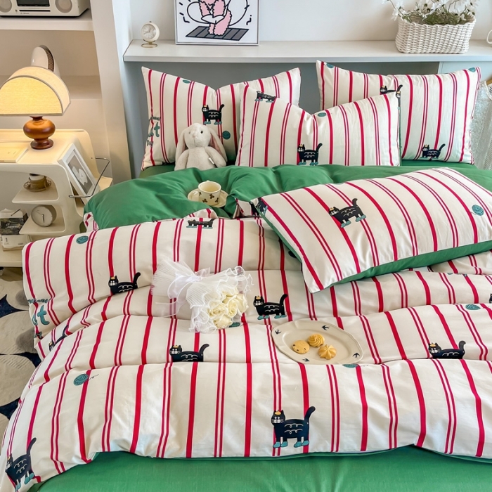 91家纺网 家纺一手货源 找家纺 简宜家居 2025新款40支13070纯棉卡通系列四件套 动漫哈基米