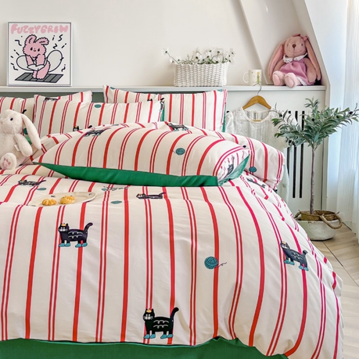 91家纺网 家纺一手货源 找家纺 简宜家居 2025新款40支13070纯棉卡通系列四件套 动漫哈基米