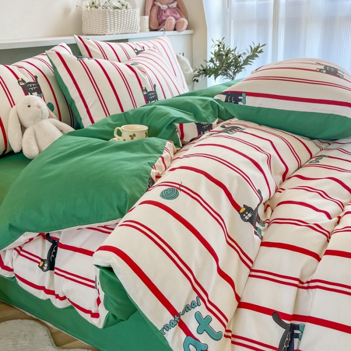 91家纺网 家纺一手货源 找家纺 简宜家居 2025新款40支13070纯棉卡通系列四件套 动漫哈基米