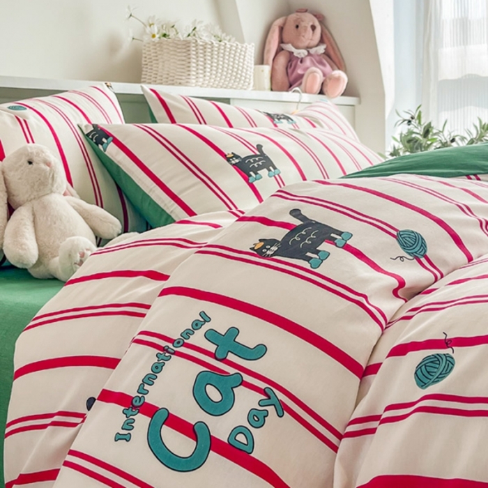 91家纺网 家纺一手货源 找家纺 简宜家居 2025新款40支13070纯棉卡通系列四件套 动漫哈基米