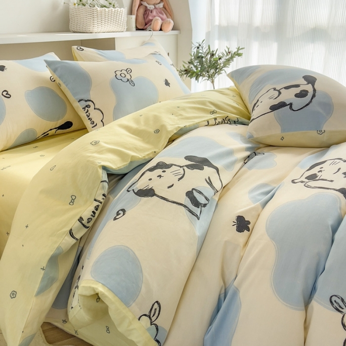 91家纺网 家纺一手货源 找家纺 简宜家居 2025新款40支13070纯棉卡通系列四件套 动漫猫