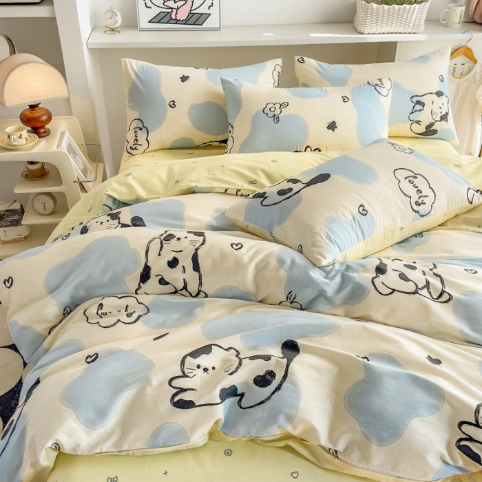 91家纺网 家纺一手货源 找家纺 简宜家居 2025新款40支13070纯棉卡通系列四件套 动漫猫