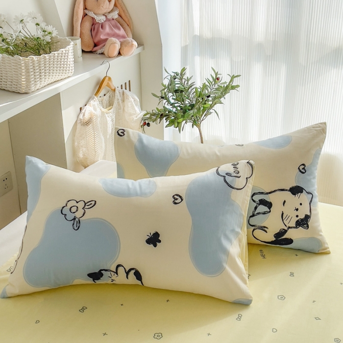 91家纺网 家纺一手货源 找家纺 简宜家居 2025新款40支13070纯棉卡通系列四件套 动漫猫