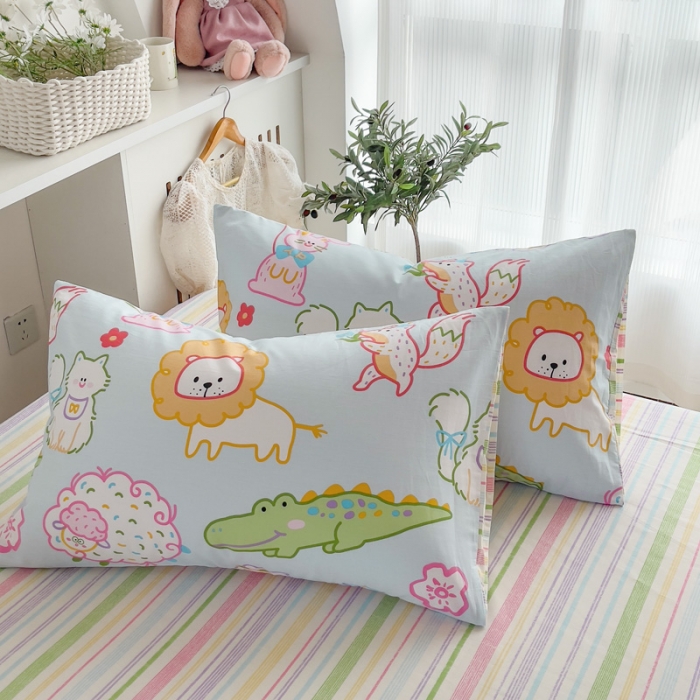 91家纺网 家纺一手货源 找家纺 简宜家居 2025新款40支13070纯棉卡通系列四件套 动物乐园