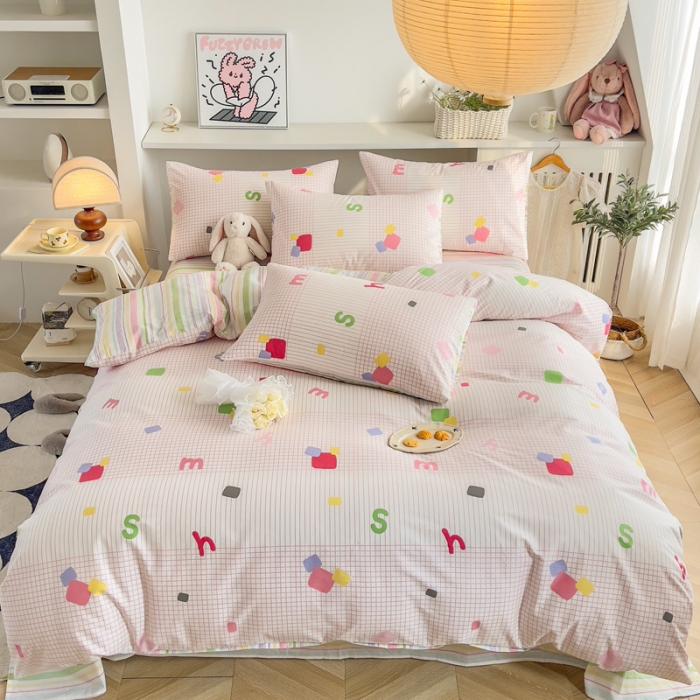 91家纺网 家纺一手货源 找家纺 简宜家居 2025新款40支13070纯棉卡通系列四件套 多彩空间