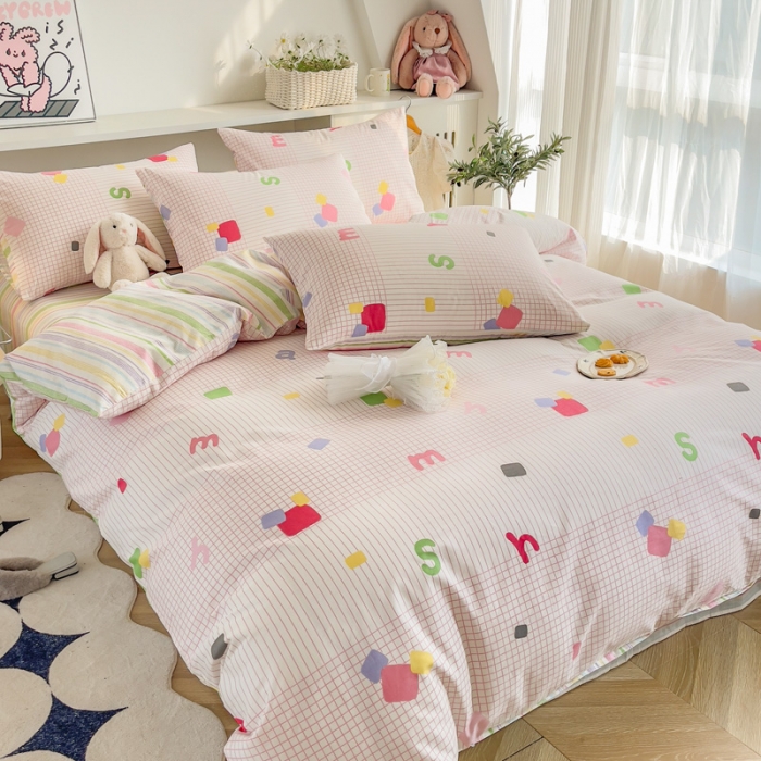 91家纺网 家纺一手货源 找家纺 简宜家居 2025新款40支13070纯棉卡通系列四件套 多彩空间