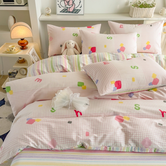 91家纺网 家纺一手货源 找家纺 简宜家居 2025新款40支13070纯棉卡通系列四件套 多彩空间