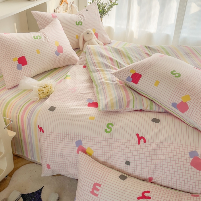 91家纺网 家纺一手货源 找家纺 简宜家居 2025新款40支13070纯棉卡通系列四件套 多彩空间