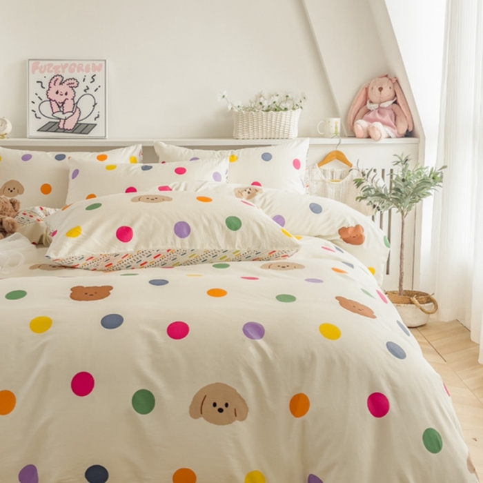 91家纺网 家纺一手货源 找家纺 简宜家居 2025新款40支13070纯棉卡通系列四件套 多姿多彩