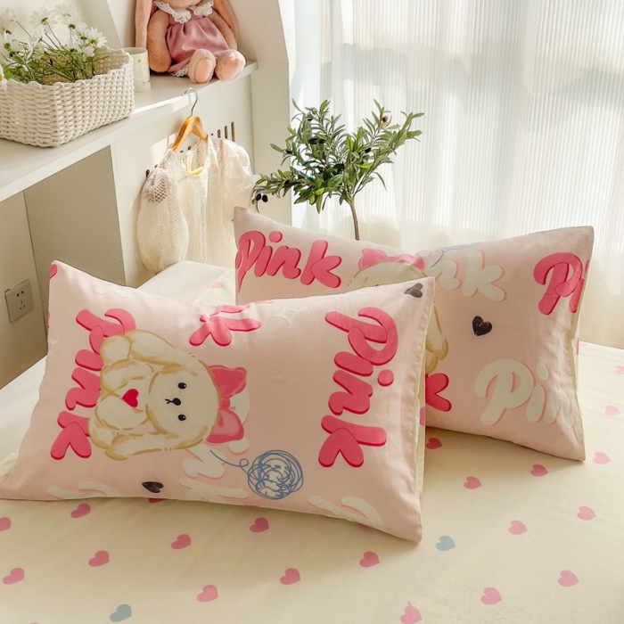 91家纺网 家纺一手货源 找家纺 简宜家居 2025新款40支13070纯棉卡通系列四件套 粉色爱恋