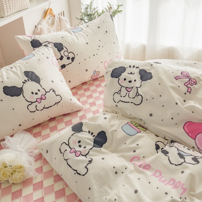 91家纺网 家纺一手货源 找家纺 简宜家居 2025新款40支13070纯棉卡通系列四件套 欢乐萌狗