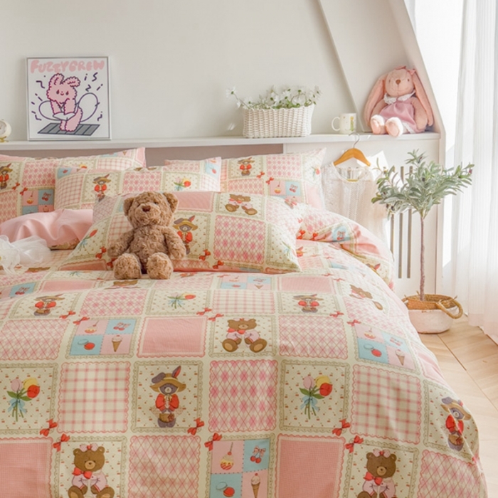 91家纺网 家纺一手货源 找家纺 简宜家居 2025新款40支13070纯棉卡通系列四件套 浪漫满屋