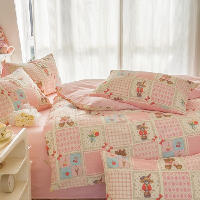 91家纺网 家纺一手货源 找家纺 简宜家居 2025新款40支13070纯棉卡通系列四件套 浪漫满屋