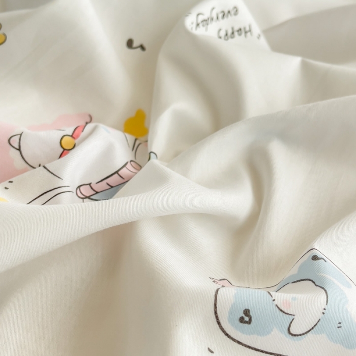 91家纺网 家纺一手货源 找家纺 简宜家居 2025新款40支13070纯棉卡通系列四件套 乐宠米黄