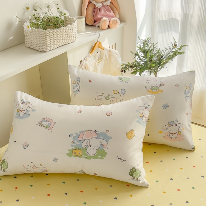 91家纺网 家纺一手货源 找家纺 简宜家居 2025新款40支13070纯棉卡通系列四件套 乐宠米黄