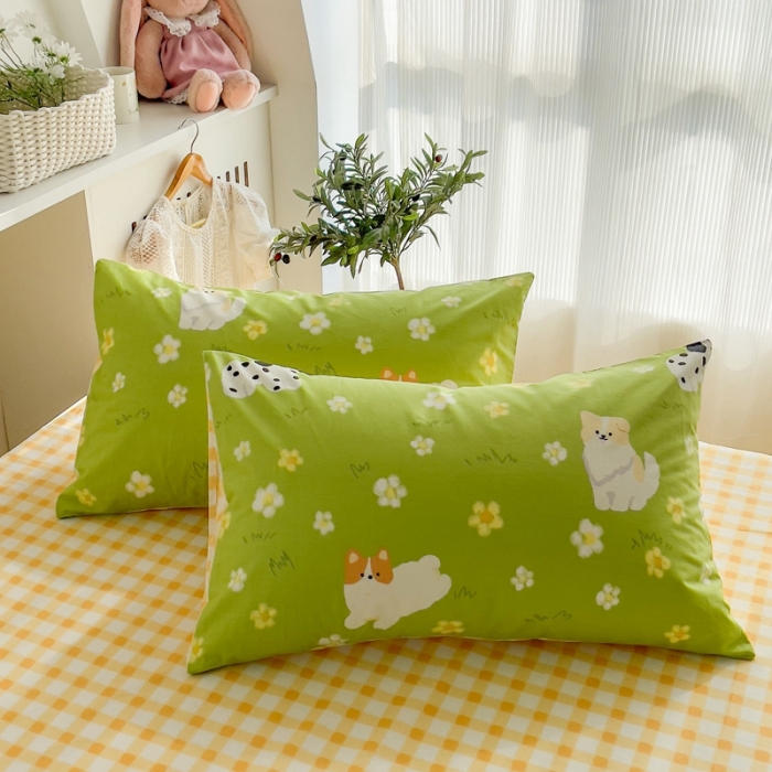 91家纺网 家纺一手货源 找家纺 简宜家居 2025新款40支13070纯棉卡通系列四件套 漫步绿茵