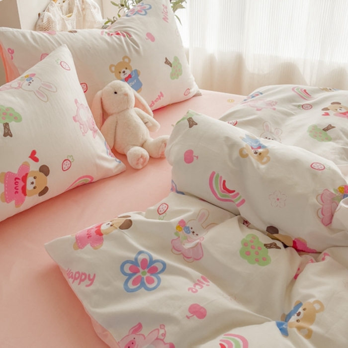 91家纺网 家纺一手货源 找家纺 简宜家居 2025新款40支13070纯棉卡通系列四件套 时之恋人