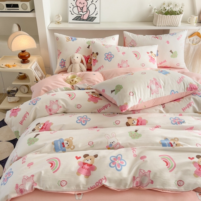 91家纺网 家纺一手货源 找家纺 简宜家居 2025新款40支13070纯棉卡通系列四件套 时之恋人