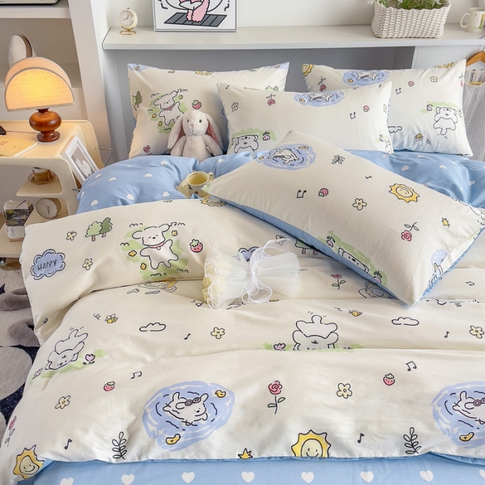 91家纺网 家纺一手货源 找家纺 简宜家居 2025新款40支13070纯棉卡通系列四件套 田园乐宠