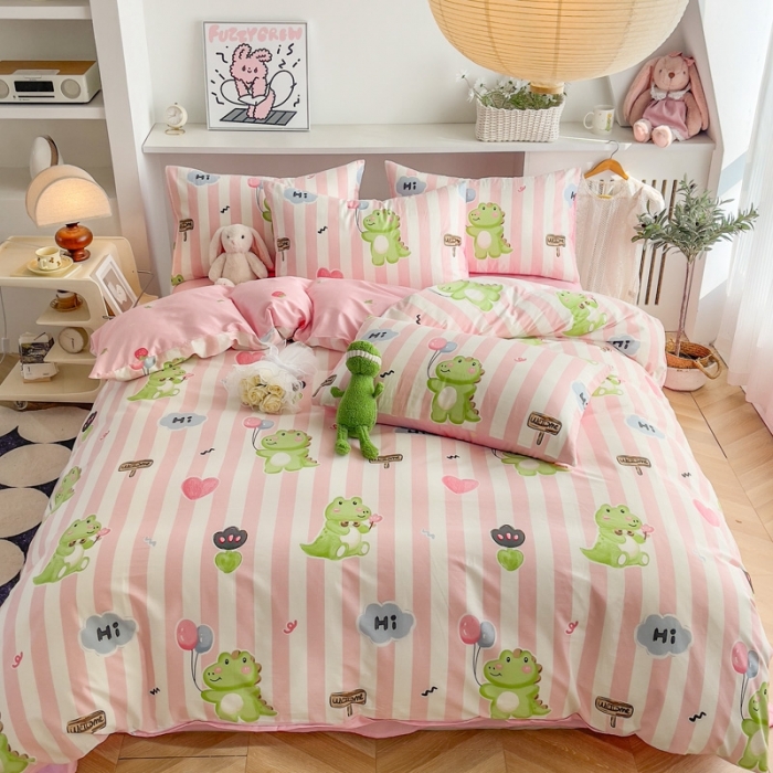 91家纺网 家纺一手货源 找家纺 简宜家居 2025新款40支13070纯棉卡通系列四件套 小青龙