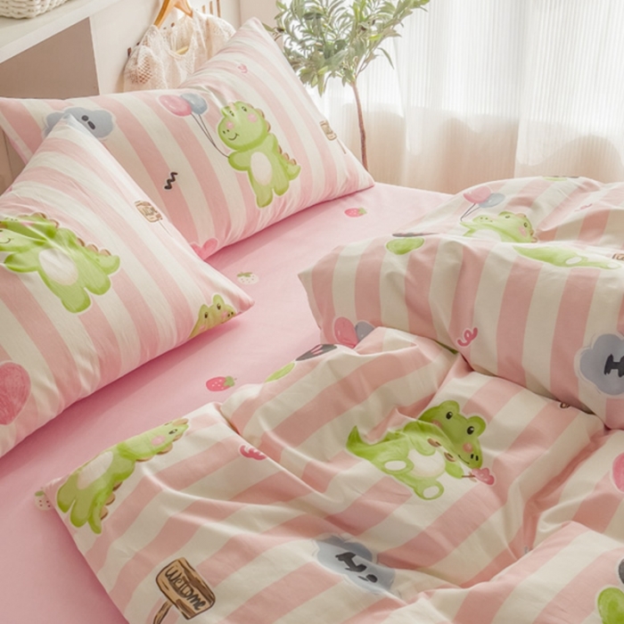 91家纺网 家纺一手货源 找家纺 简宜家居 2025新款40支13070纯棉卡通系列四件套 小青龙