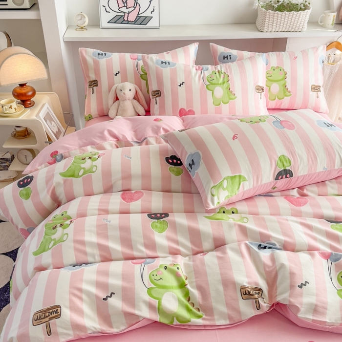 91家纺网 家纺一手货源 找家纺 简宜家居 2025新款40支13070纯棉卡通系列四件套 小青龙