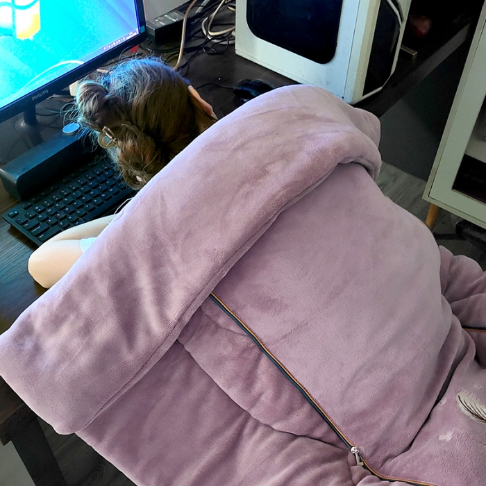 91家纺网 家纺一手货源 找家纺 照世 2024新款牛奶绒飞羽抱枕被 香芋紫