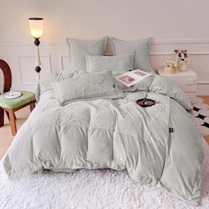 91家纺网 家纺一手货源 找家纺 （总）品家居 2025新款AB版高克重兔绒牛奶绒四件套-花颂