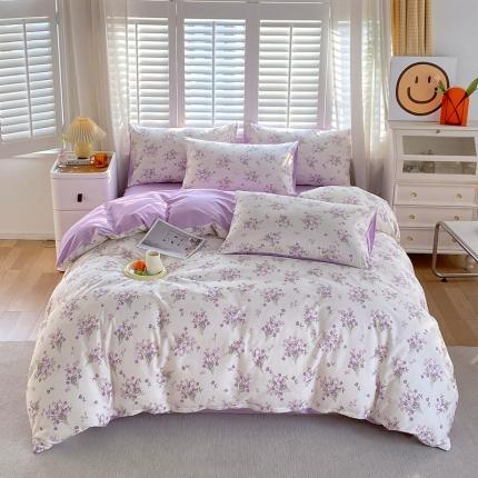 91家纺网 家纺一手货源 找家纺 总 洺兰2025全棉13070喷气印花四件套纯棉床单床笠款小清新花卉北欧风