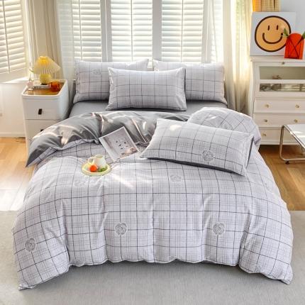 91家纺网 家纺一手货源 找家纺 总 洺兰2025全棉13070喷气印花四件套纯棉床单床笠款小清新花卉北欧风