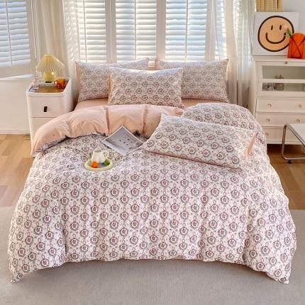 91家纺网 家纺一手货源 找家纺 总 洺兰2025全棉13070喷气印花四件套纯棉床单床笠款小清新花卉北欧风