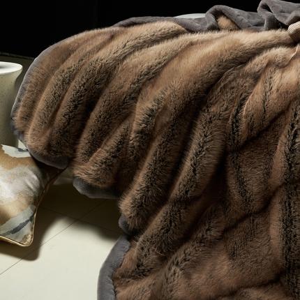 超柔仿狐狸毛皮草毛毯被冬季加厚盖毯特厚拉舍尔铺床毯子沙发床上 金棕狐