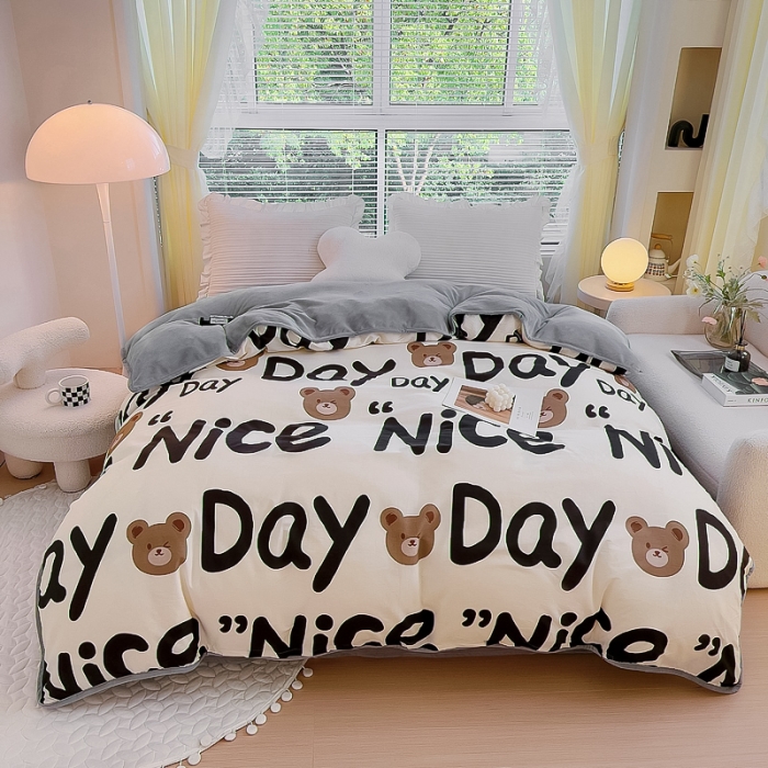 91家纺网 家纺一手货源 找家纺 （总）琪琪阁 2023新款全棉加牛奶绒单被套